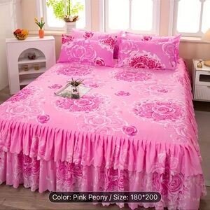 3 Pc Pink Peony Bedding Set